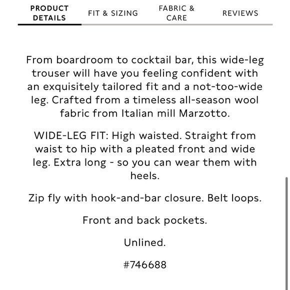 Banana Republic Lido Wide Leg Italian Wool Pants Black 2 - Picture 6 of 8